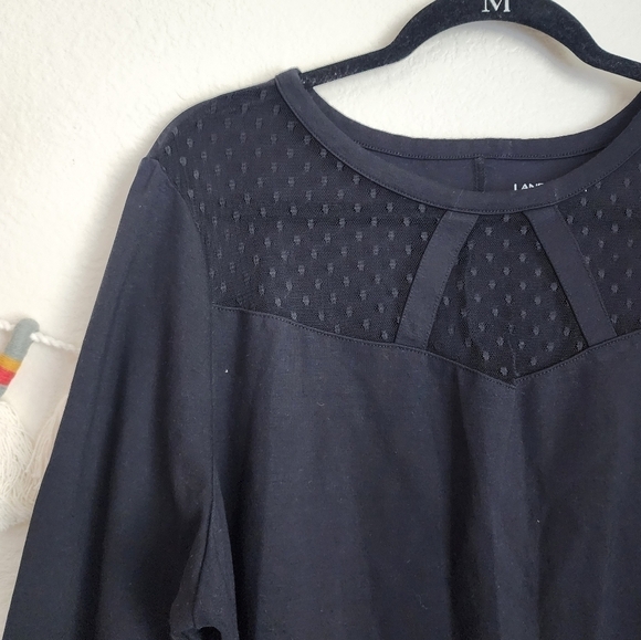 Lane Bryant Sheer Swiss Dot Black Long Sleeve Top Business Casual Minimalist 18 - Picture 3 of 9